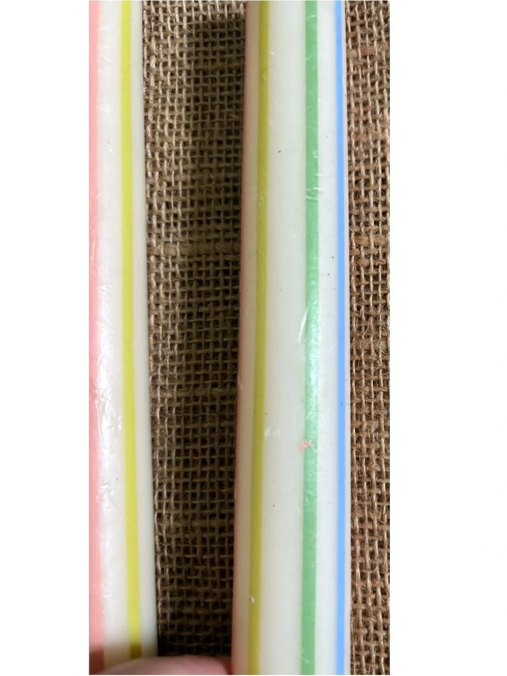 Set Of Two Pastel Striped Wax Taper Candles Cute Twee Retro Playful Colorful Fun